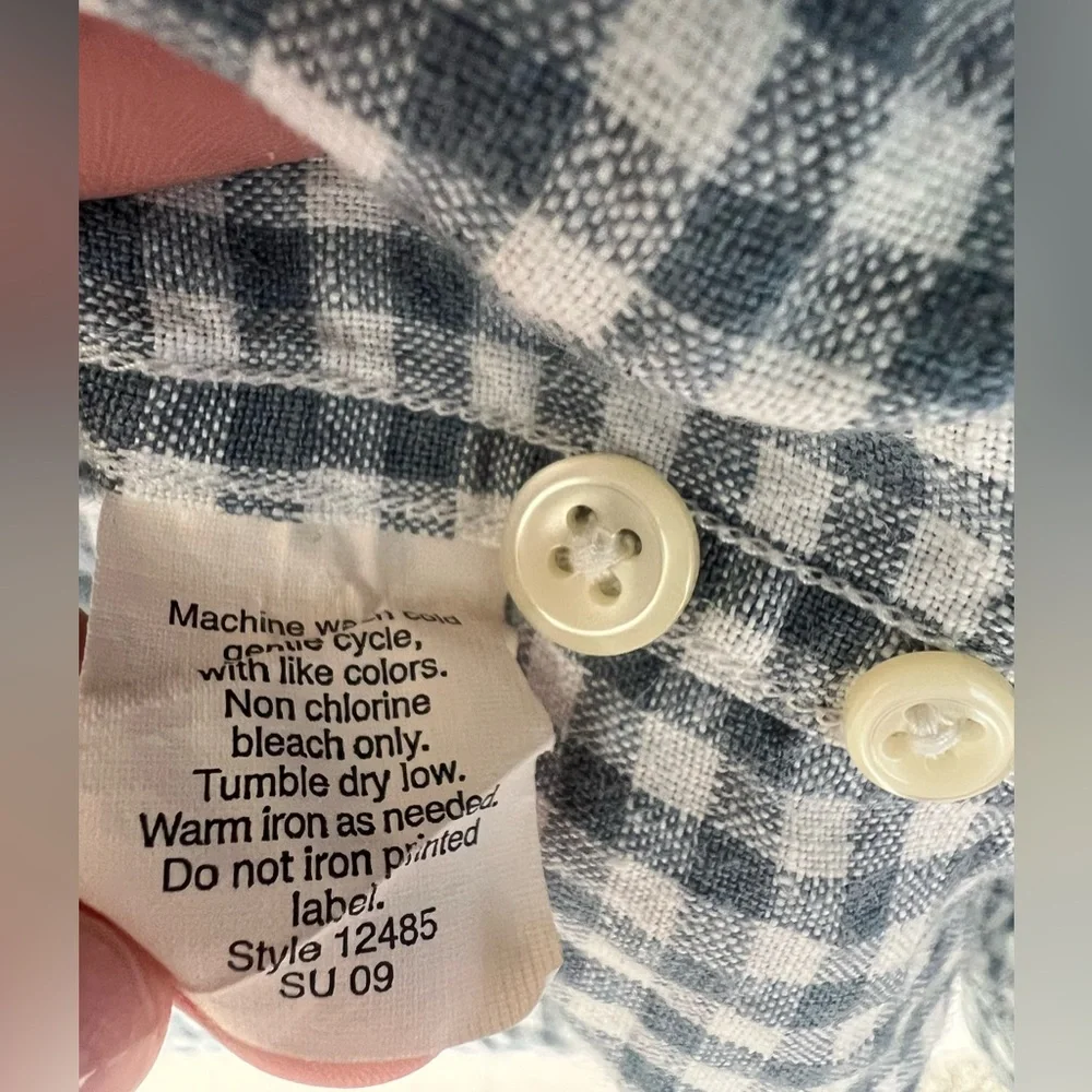 J Crew Irish Linen Baird McNutt Men's Blue Gingham Button-Up Shirt Resortwear